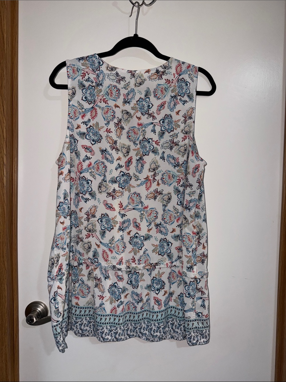 Sleeveless Floral Print Tunic Top - Blue Multicolor - Picture 6 of 8